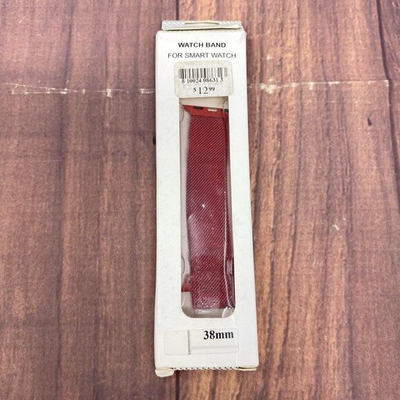 MACY’S RED METAL MESH APPLE WATCH BAND COMPATIBLE WITH 38MM AB08 - Picture 1 of 3